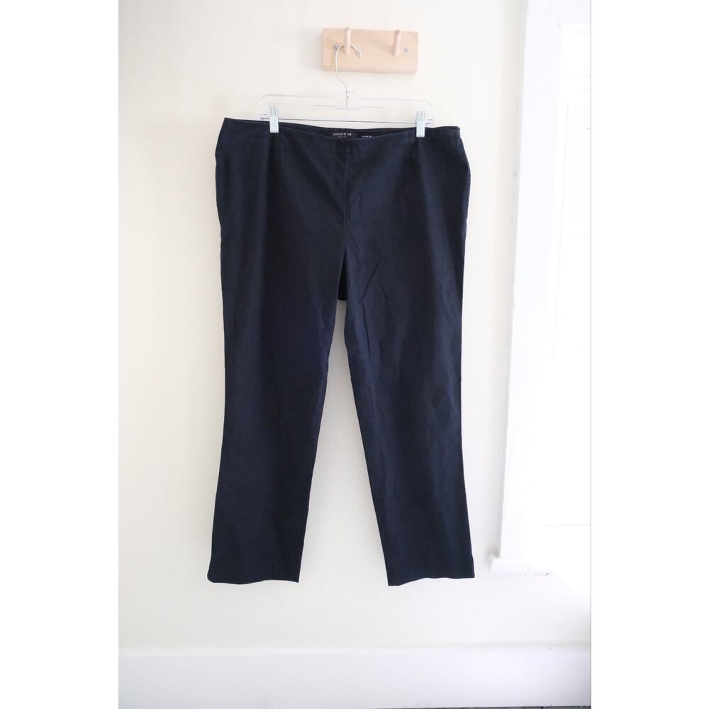 Lafayette 148 New York Cropped Lexington Pant Women's Size 14 Dark Navy Zip